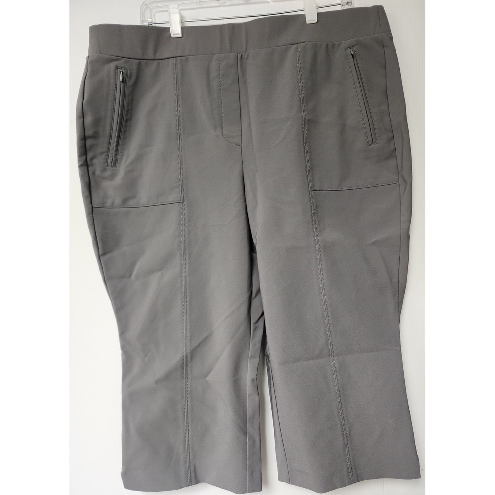 Lane Bryant Gray Pull On Nylon/Spandex Capris  Zipper Pockets Size 20